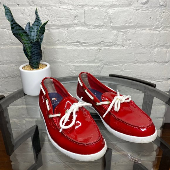 Cole Haan Shoes - Cole Haan Red Patent Leather Loafer Boat Shoes